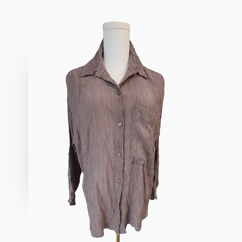Abercrombie & Fitch Oversize Textured Shirt in Brown